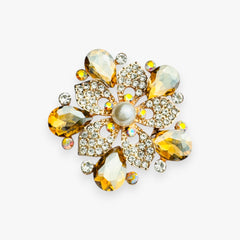 Crystal Flower Brooch