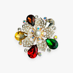 Crystal Flower Brooch