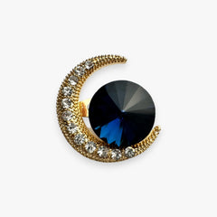 Premium Crystal Moon Brooch