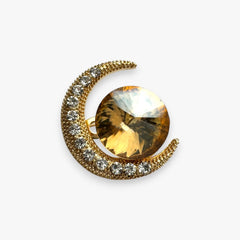 Premium Crystal Moon Brooch