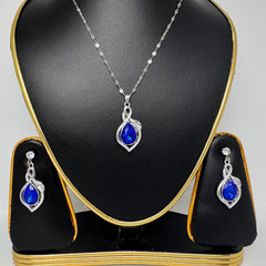 Teardrop Crystal Pendant Necklace and Earrings Set