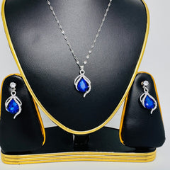 Teardrop Crystal Pendant Necklace and Earrings Set