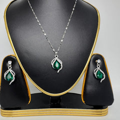 Teardrop Crystal Pendant Necklace and Earrings Set