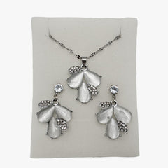 Floral Pearl Necklace and Earring Set