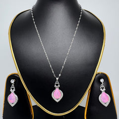 Teardrop Crystal Pendant Necklace and Earrings Set