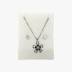 Floral Pendant Necklace  & Earrings Set