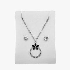 Floral Pendant Necklace  & Earrings Set